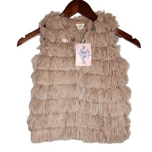 NWT M.L. Kids faux fur, shaggy  button vest.